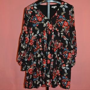 New York and Company Floral Puffy Sleeve Dress